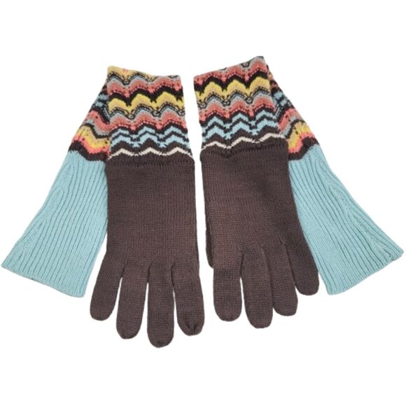 Missoni for Target Long Gloves and Scarf Set in Brown Pink Blue Chevron Stripes - Picture 5 of 11